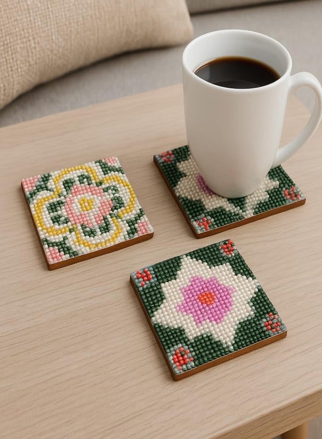 CRAFT MATE CRAFTMATE Diamond Painting Coasters Kit | 6 Pieces Holiday Villa Mandala Diamond Art Coasters with Holder for Beginners, 4 inch - Image 2